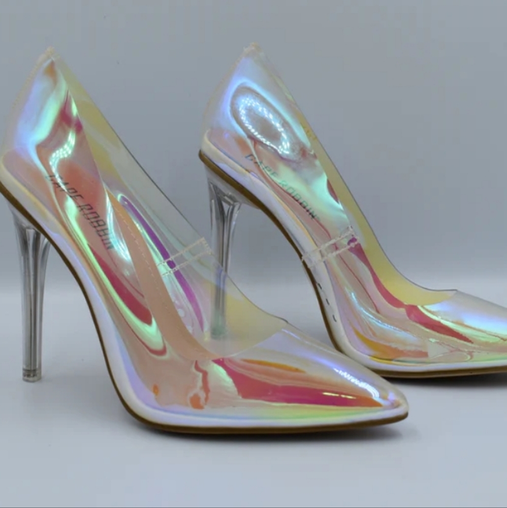 Iridescent glass doll pumps